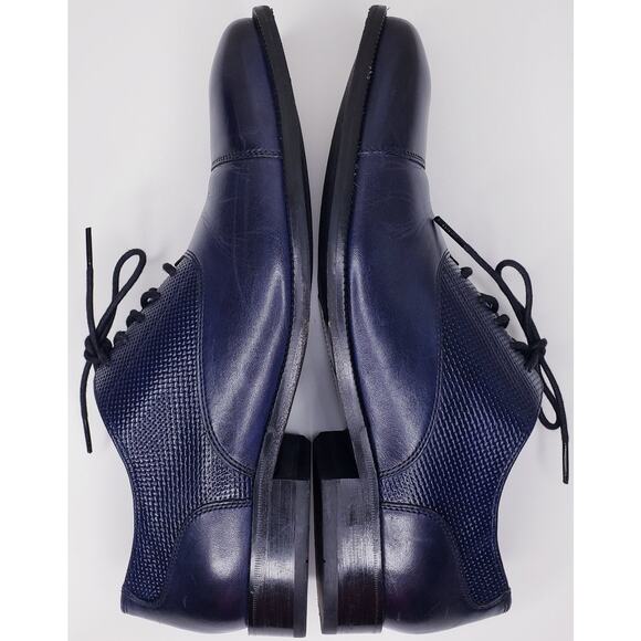 COLE HAAN Cap Toe Oxford Leather Dress Shoes Navy Basket Weave Men's Size 9M - Picture 9 of 16